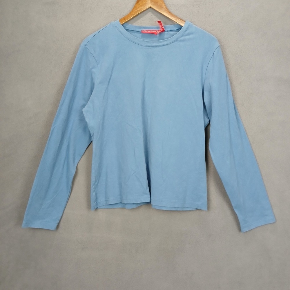 Gloria Vanderbilt Shirt Womens XL Blue Cotton Stretch Cyan‎ Long Sleeve Casual